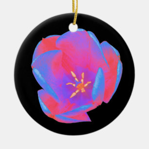 Fluorescent Tulip Custom Birthday Ceramic Ornament