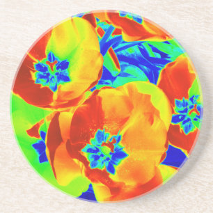 fluorescent tulips coaster