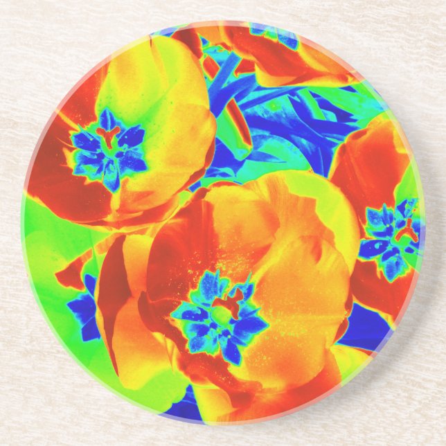 fluorescent tulips coaster (Front)
