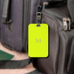 fluorescent yellow - add monogram luggage tag<br><div class="desc">Luggage Tags with fluorescent yellow solid colour background and grey font .Simple and trendy design by Alma Wad .Personalize it with your monogram now ..
____________
 Yellow is  associated with the sign of Gemini in the Western astrology . You  can consider this when choosing your colour .</div>