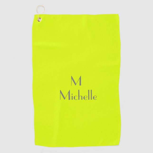 fluorescent yellow - add monogram& name golf towel (Front)