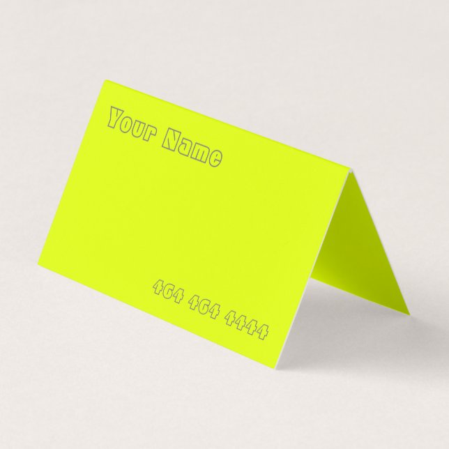 fluorescent yellow - add QR code Business Card (Front)