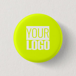 fluorescent yellow  - add your  logo  1 inch round button