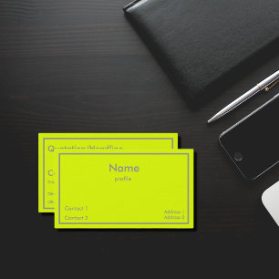 fluorescent yellow business card