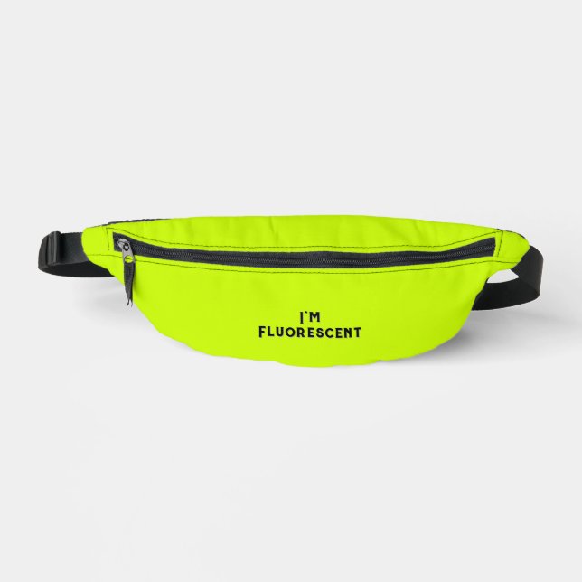 Fluorescent Yellow "I'm Fluorescent" Festival Fanny Pack (Front)