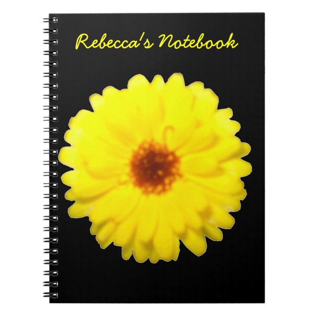 Fluorescent Yellow Marigold Customizable Notebook (Front)