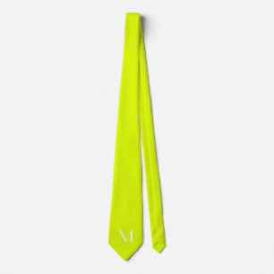 fluorescent  yellow   -  monogrammed  tie