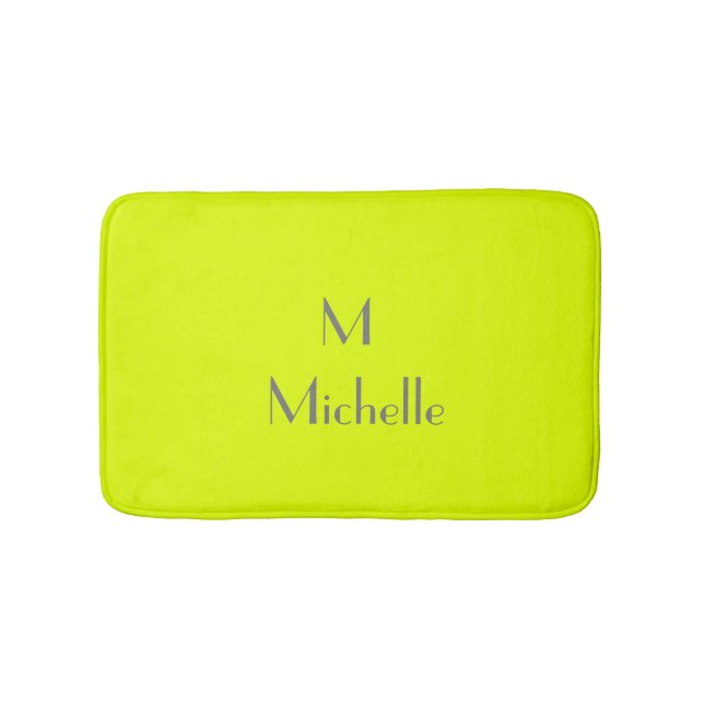 fluorescent yellow - personalized bath mat (Front)