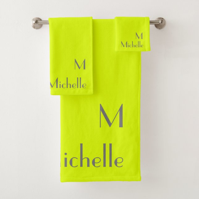 fluorescent yellow -personalized bath towel set (Insitu)