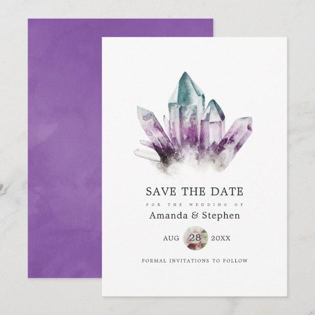 Fluorite Crystals Wedding Save The Date (Front/Back)