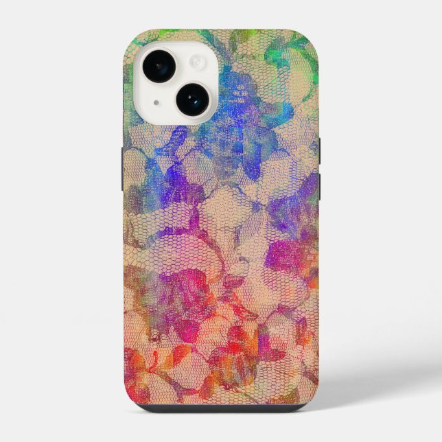 Fluoro Lace Roses iPhone Case (Back)