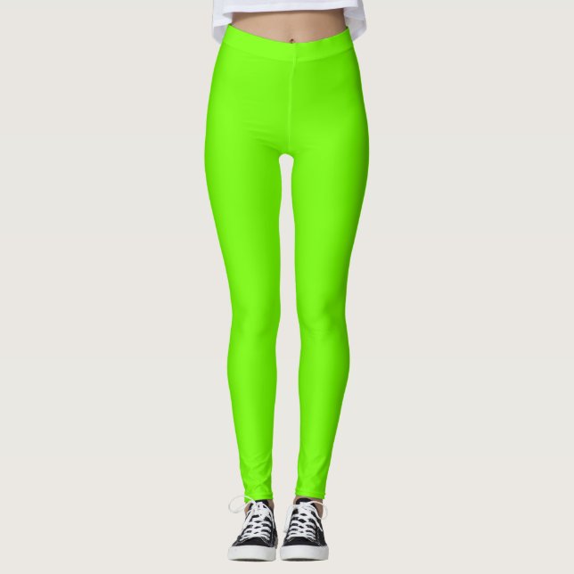 Fluoro Lime-Green Leggings (Front)