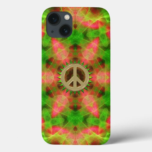 Fluro  Hexagon Gold Peace Sign iPad Air Case (Back)