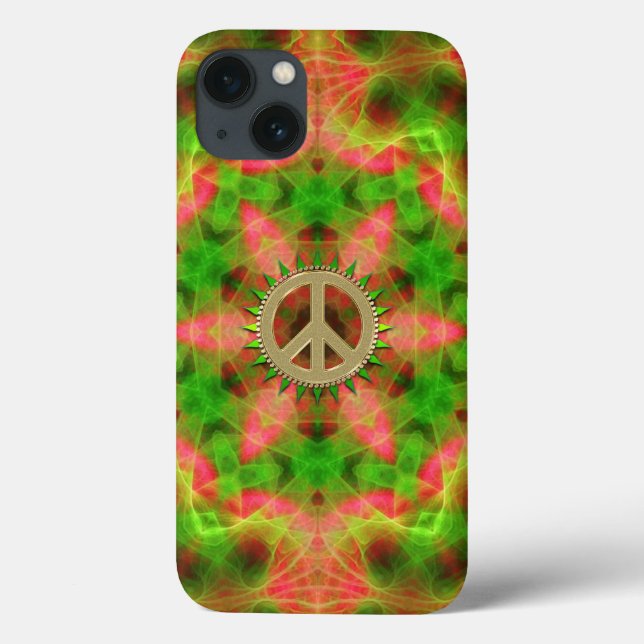 Fluro Hexagon Gold Peace Sign iPad Case (Back)