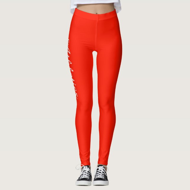 Fluro Red Personalization Leggings (Front)