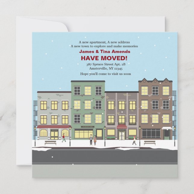 Flurries dans la ville Faire-part de déménagement (Devant)