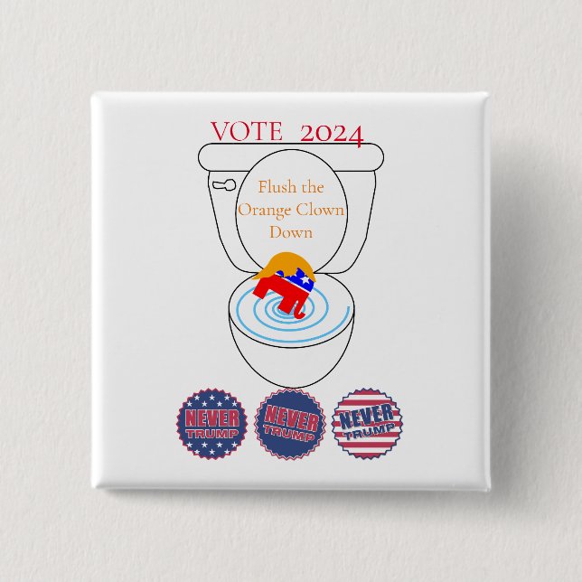Flush The Orange Clown Thunder_Cove 2 Inch Square Button (Front)