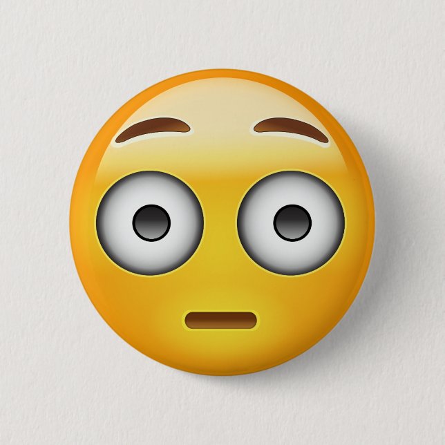 Flushed Face Emoji 2 Inch Round Button (Front)