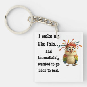 Flustered Featherball – Colorful Cartoon Bird Keychain