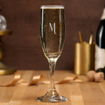 Élégant Moderne Chic Monogramme Gravé 25 cl Mimosa