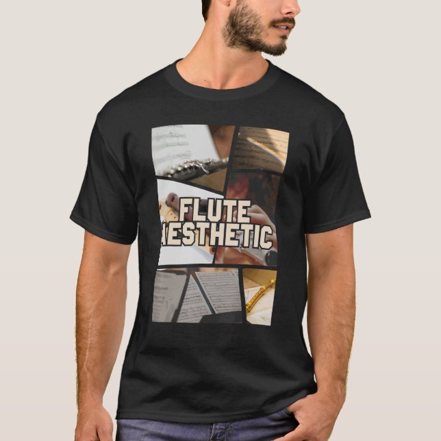 Flute Aesthetic Collage Music Flutist Musician T-Shirt (Front)