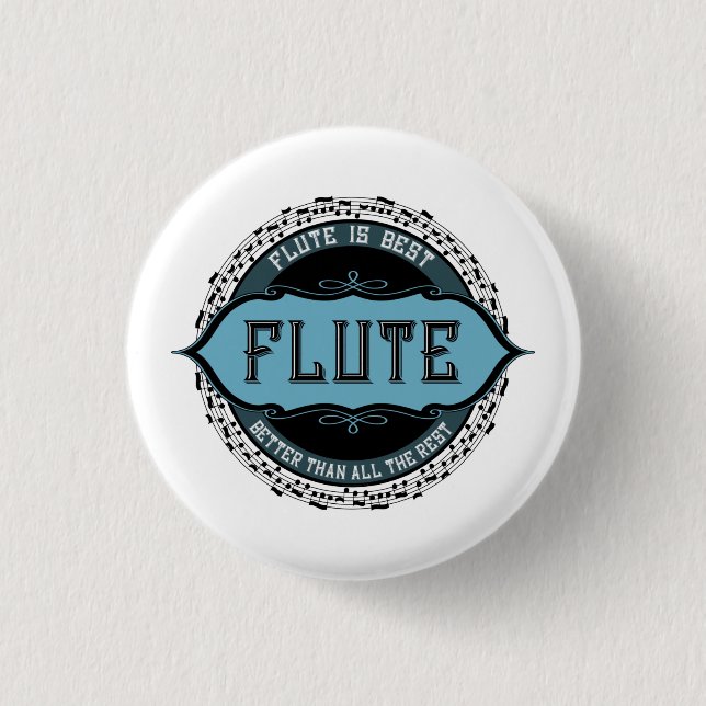 Flute Best Music Note Circle 1 Inch Round Button (Front)