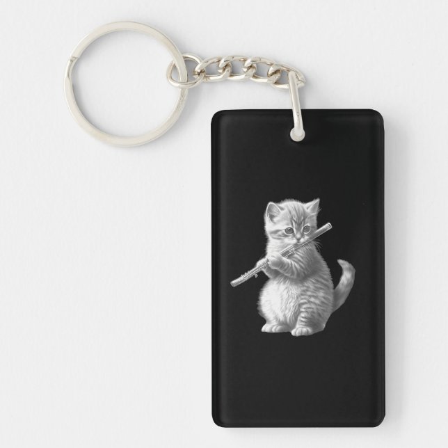 Flute Cat Keychain (Front)