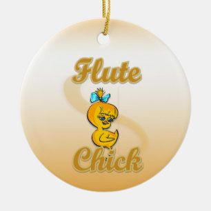 Flute Chick Ceramic Ornament