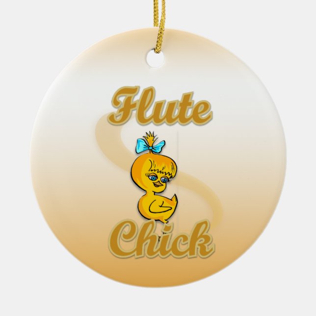 Flute Chick Ceramic Ornament (Front)