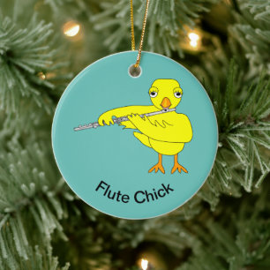 Flute Chick Ceramic Ornament