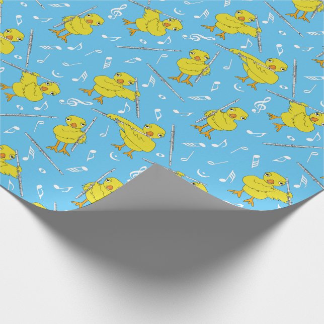 Flute Chick Flute Music Notes Wrapping Paper (Corner)