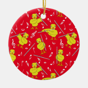 Flute Chick Flutes Music Notes Ceramic Ornament