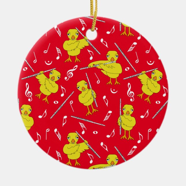 Flute Chick Flutes Music Notes  Ceramic Ornament (Front)