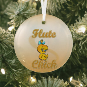 Flute Chick Glass Ornament