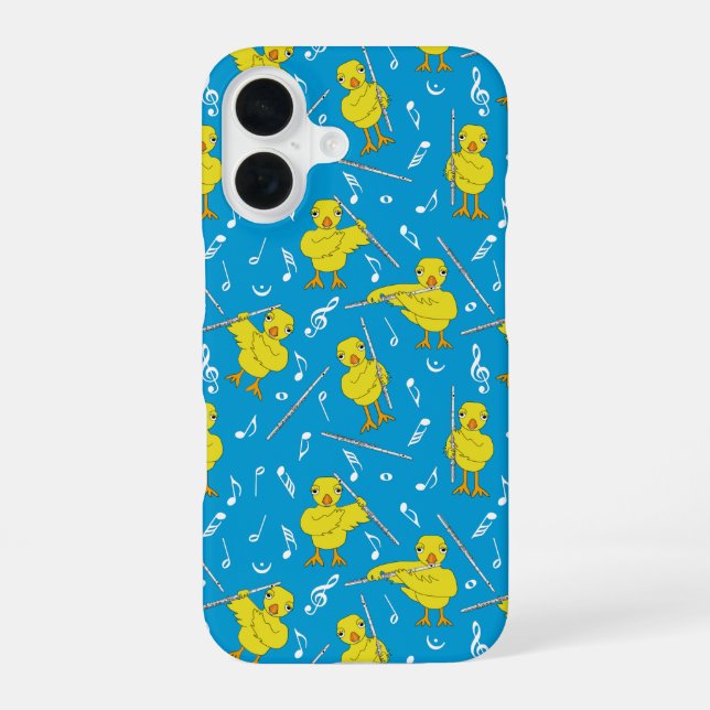 Flute Chick Music Notes iPhone 16 Case (Back)