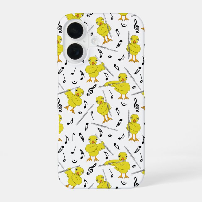 Flute Chick Music Notes iPhone 16 Case (Back)