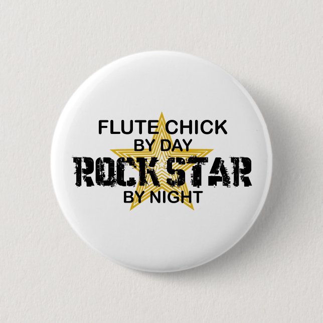 Flute Chick Rock Star by Night 2 Inch Round Button (Front)