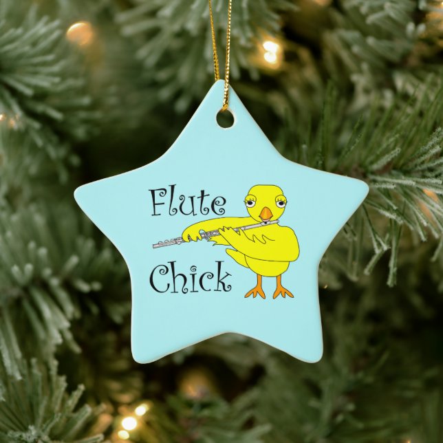Flute Chick Text Ceramic Ornament (Tree)
