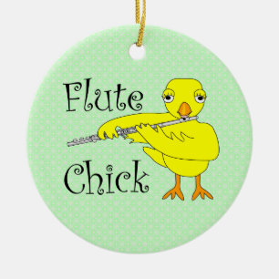 Flute Chick Text Ceramic Ornament