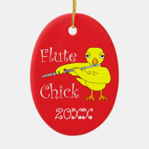 Flute Chick Text Ceramic Ornament