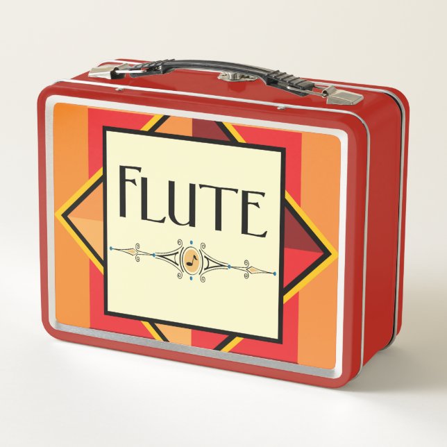 Flute Decorative Block Metal Lunch Box (Back)