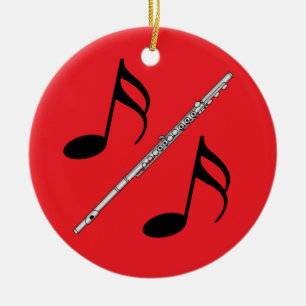 Flute Drawing Ceramic Ornament