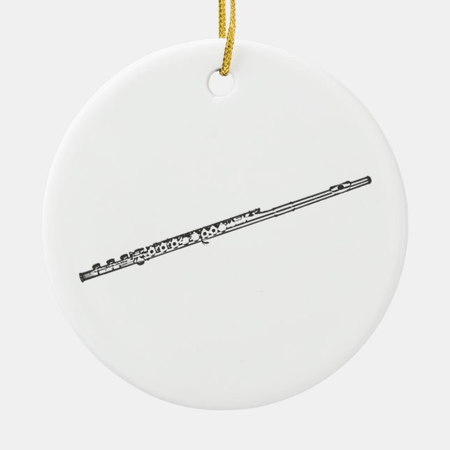 Flute "Drawing" Ceramic Ornament (Front)