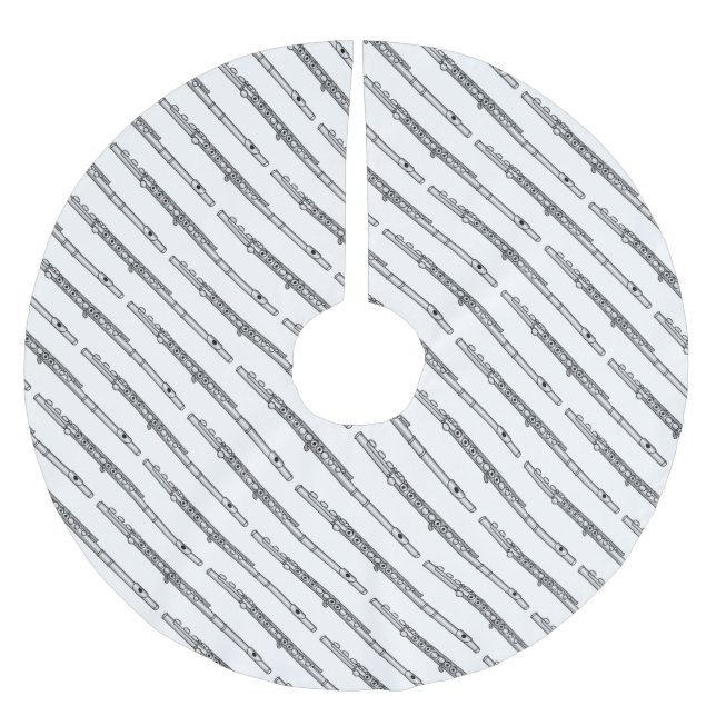 Flute Drawing Pattern Brushed Polyester Tree Skirt (Front)