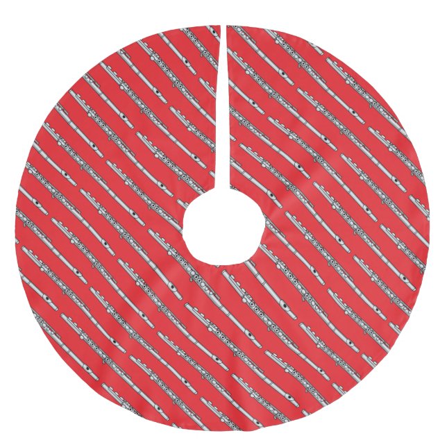 Flute Drawing Pattern Brushed Polyester Tree Skirt (Front)