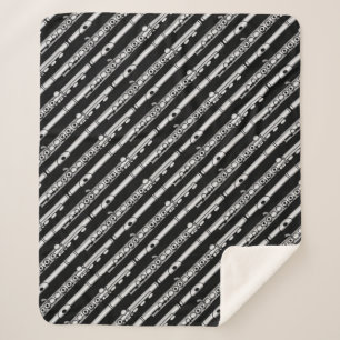 Flute Drawing Pattern Sherpa Blanket