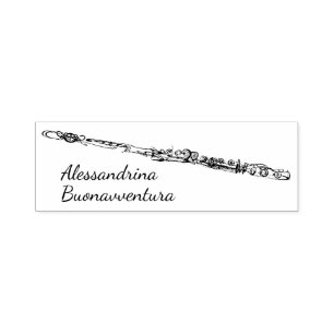 Flute Drawing with Custom Name Self-inking Stamp
