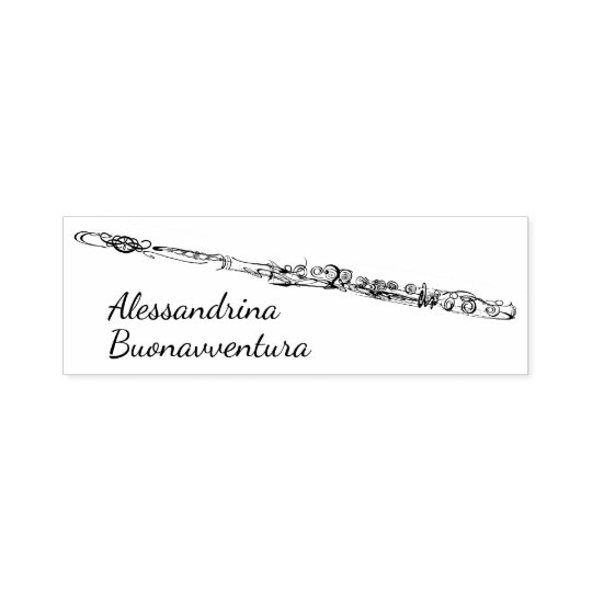 Flute Drawing with Custom Name Self-inking Stamp