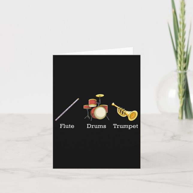 Flute Drums Trumpet Band Instruments Subtle Anti T Card (Front)