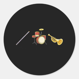 Flute Drums Trumpet Band Instruments Subtle Anti T Classic Round Sticker